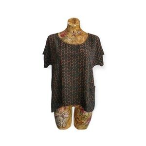 Gemma silk top XS short sleeve brown green